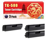 Compatible for Kyocera TK-580 ECOSYS P6021cdn FS-C5150DN Toner Cartridge Printers, With Chip Large Capacity 3500 Pages (3 Pack Black)