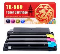 Compatible for Kyocera TK-580 ECOSYS P6021cdn FS-C5150DN Toner Cartridge Printers, With Chip Large Capacity 3500 Pages (4-Pack BK/C/M/Y)