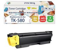 Compatible for Kyocera TK-580 Toner Cartridge Work for Kyocera ECOSYS P6021cdn FS-C5150DN Printers, with Chip, High Yield 3500 Pages, High-Definition Printing (1 Pack Yellow)