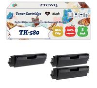 Compatible for Kyocera TK-580 Toner Cartridge Work for Kyocera ECOSYS P6021cdn FS-C5150DN Printers, with Chip, High Yield 3500 Pages, High-Definition Printing (3 Pack Black)