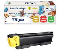 Compatible for Kyocera TK-580 Toner Cartridge Work for Kyocera ECOSYS P6021cdn FS-C5150DN Printers, with Chip, High Yield 3500 Pages, High-Definition Printing (1 Pack Yellow)