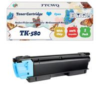 Compatible for Kyocera TK-580 Toner Cartridge Work for Kyocera ECOSYS P6021cdn FS-C5150DN Printers, with Chip, High Yield 3500 Pages, High-Definition Printing (1 Pack Cyan)