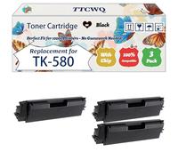 Compatible for Kyocera TK-580 Toner Cartridge Work for Kyocera ECOSYS P6021cdn FS-C5150DN Printers, with Chip, High Yield 3500 Pages, High-Definition Printing (3 Pack Black)