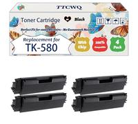 Compatible for Kyocera TK-580 Toner Cartridge Work for Kyocera ECOSYS P6021cdn FS-C5150DN Printers, with Chip, High Yield 3500 Pages, High-Definition Printing (4 Pack Black)