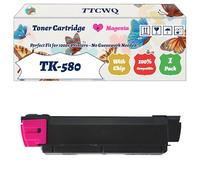 Compatible for Kyocera TK-580 Toner Cartridge Work for Kyocera FS-C5150DN EcoSys P6021 P6021cdn Printers, with Chip, High Yield 4500 Pages, High-Definition Printing (1 Pack Magenta)