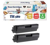 Compatible for Kyocera TK-580 Toner Cartridges Work for Kyocera EcoSys P6021 P6021cdn FS-C5150DN Printers, with Chip, High Yield 4500 Pages, High-Definition Printing (2 Pack Black)