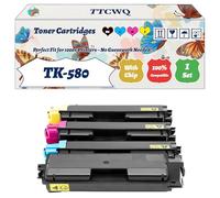 Compatible for Kyocera TK-580 Toner Cartridges Work for Kyocera EcoSys P6021 P6021cdn FS-C5150DN Printers, with Chip, High Yield 4500 Pages, High-Definition Printing (4-Pack BK/C/M/Y)