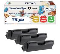 Compatible for Kyocera TK-580 Toner Cartridges Work for Kyocera EcoSys P6021 P6021cdn FS-C5150DN Printers, with Chip, High Yield 4500 Pages, High-Definition Printing (3 Pack Black)