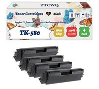 Compatible for Kyocera TK-580 Toner Cartridges Work for Kyocera EcoSys P6021 P6021cdn FS-C5150DN Printers, with Chip, High Yield 4500 Pages, High-Definition Printing (4 Pack Black)
