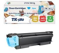 Compatible for Kyocera TK-580 Toner Cartridges Work for Kyocera EcoSys P6021 P6021cdn FS-C5150DN Printers, with Chip, High Yield 4500 Pages, High-Definition Printing (1 Pack Cyan)