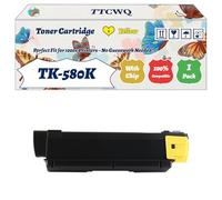 Compatible for Kyocera TK-580K TK-580C TK-580M TK-580Y Toner Cartridge Work for Kyocera FS-C5150DN EcoSys P6021 EcoSys Printers (1 Pack Yellow)