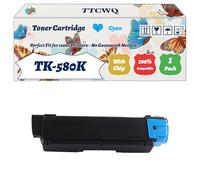 Compatible for Kyocera TK-580K TK-580C TK-580M TK-580Y Toner Cartridge Work for Kyocera FS-C5150DN EcoSys P6021 EcoSys Printers (1 Pack Cyan)