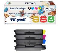 Compatible for Kyocera TK-580K TK-580C TK-580M TK-580Y Toner Cartridge Work for Kyocera FS-C5150DN EcoSys P6021 EcoSys Printers (4-Pack BK/C/M/Y)