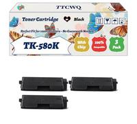 Compatible for Kyocera TK-580K TK-580C TK-580M TK-580Y Toner Cartridge Work for Kyocera FS-C5150DN EcoSys P6021 EcoSys Printers (3 Pack Black)