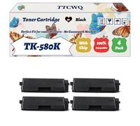 Compatible for Kyocera TK-580K TK-580C TK-580M TK-580Y Toner Cartridge Work for Kyocera FS-C5150DN EcoSys P6021 EcoSys Printers (4 Pack Black)