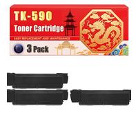 Compatible for Kyocera TK-590 ECOSYS M6026cdn M6526 FS-C2026MF FS-C2126MFP FS-C2526MFP FS-C2626MFP FS-C5250DN Toner Cartridge Printers, With Chip Large Capacity 7000 Pages (3 Pack Black)