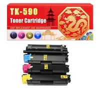 Compatible for Kyocera TK-590 ECOSYS M6026cdn M6526 FS-C2026MF FS-C2126MFP FS-C2526MFP FS-C2626MFP FS-C5250DN Toner Cartridge Printers, With Chip Large Capacity 7000 Pages (4-Pack BK/C/M/Y)