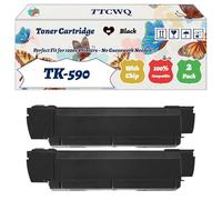 Compatible for Kyocera TK-590 Toner Cartridge Work for Kyocera ECOSYS M6026cdn M6526 FS-C2026MF FS-C2126MFP FS-C2526MFP FS-C2626MFP Printers (2 Pack Black)