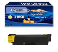 Compatible for Kyocera TK-590 Toner Cartridge, Work for Kyocera ECOSYS M6026cdn M6526 FS-C2026MF FS-C2126MFP FS-C2526MFP FS-C2626MFP Printers (1 Pack Yellow)