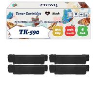 Compatible for Kyocera TK-590 Toner Cartridge Work for Kyocera ECOSYS M6026cdn M6526 FS-C2026MF FS-C2126MFP FS-C2526MFP FS-C2626MFP Printers (4 Pack Black)