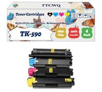 Compatible for Kyocera TK-590 Toner Cartridges Work for Kyocera ECOSYS P6026cdn FS-C2026 FS-C2026MFP Printers (4-Pack BK/C/M/Y)