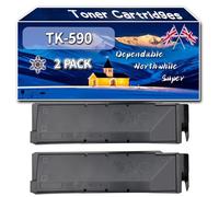Compatible for Kyocera TK-590 Toner Cartridges, Work for Kyocera FS-C 2126 MFP FS-C 2126 MFP plus FS-C 2526 MFP FS-C 2626 MFP FS-C 5250 Printers (2 Pack Black)