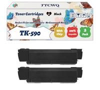 Compatible for Kyocera TK-590 Toner Cartridges Work for Kyocera FS-C2126 FS-C2126MFP FS-C2526MFP FS-C2626MFP FS-C5250 Printers (2 Pack Black)