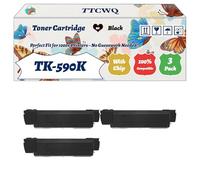 Compatible for Kyocera TK-590K TK-590C TK-590M TK-590Y Toner Cartridge Work for Kyocera FS-C2026MFP FS-C2026MFP Plus FS-C2126MFP FS-C2126MFP Plus Printers (3 Pack Black)