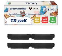 Compatible for Kyocera TK-590K TK-590C TK-590M TK-590Y Toner Cartridge Work for Kyocera FS-C2026MFP FS-C2026MFP Plus FS-C2126MFP FS-C2126MFP Plus Printers (4 Pack Black)