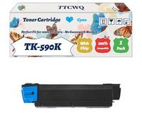 Compatible for Kyocera TK-590K TK-590C TK-590M TK-590Y Toner Cartridge Work for Kyocera FS-C2026MFP FS-C2026MFP Plus FS-C2126MFP FS-C2126MFP Plus Printers (1 Pack Cyan)