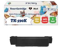 Compatible for Kyocera TK-590K TK-590C TK-590M TK-590Y Toner Cartridge Work for Kyocera FS-C2026MFP FS-C2026MFP Plus FS-C2126MFP FS-C2126MFP Plus Printers (1 Pack Black)