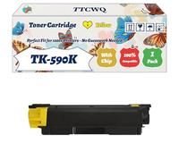 Compatible for Kyocera TK-590K TK-590C TK-590M TK-590Y Toner Cartridge Work for Kyocera FS-C2026MFP FS-C2026MFP Plus FS-C2126MFP FS-C2126MFP Plus Printers (1 Pack Yellow)