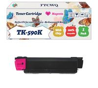 Compatible for Kyocera TK-590K TK-590C TK-590M TK-590Y Toner Cartridge Work for Kyocera FS-C2626MFP FS-C5250DN EcoSys M6526cdn EcoSys Printers (1 Pack Magenta)