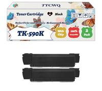 Compatible for Kyocera TK-590K TK-590C TK-590M TK-590Y Toner Cartridge Work for Kyocera FS-C2626MFP FS-C5250DN EcoSys M6526cdn EcoSys Printers (2 Pack Black)