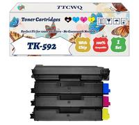 Compatible for Kyocera TK-592 Toner Cartridges Work for Kyocera FS-C2026MFP FS-C2126MFP FS-C2126MFP+ Printers, with Chip, High Yield 8000 Pages, High-Definition Printing (4-Pack BK/C/M/Y)