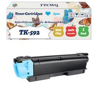 Compatible for Kyocera TK-592 Toner Cartridges Work for Kyocera FS-C2026MFP FS-C2126MFP FS-C2126MFP+ Printers, with Chip, High Yield 8000 Pages, High-Definition Printing (1 Pack Cyan)