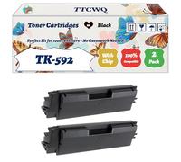 Compatible for Kyocera TK-592 Toner Cartridges Work for Kyocera FS-C2026MFP FS-C2126MFP FS-C2126MFP+ Printers, with Chip, High Yield 8000 Pages, High-Definition Printing (2 Pack Black)