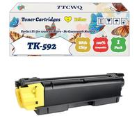 Compatible for Kyocera TK-592 Toner Cartridges Work for Kyocera FS-C2026MFP FS-C2126MFP FS-C2126MFP+ Printers, with Chip, High Yield 8000 Pages, High-Definition Printing (1 Pack Yellow)