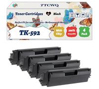 Compatible for Kyocera TK-592 Toner Cartridges Work for Kyocera FS-C2026MFP FS-C2126MFP FS-C2126MFP+ Printers, with Chip, High Yield 8000 Pages, High-Definition Printing (4 Pack Black)