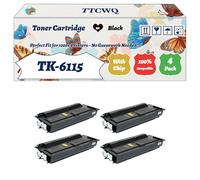 Compatible for Kyocera TK-6115 Toner Cartridge Work for Kyocera EcoSys M4125idn EcoSys M4125dn EcoSys M4132idn Printers, with Chip, High Yield 25000 Pages, High-Definition Printing (4 Pack Black)