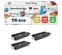 Compatible for Kyocera TK-6115 Toner Cartridge Work for Kyocera EcoSys M4125idn EcoSys M4125dn EcoSys M4132idn Printers, with Chip, High Yield 25000 Pages, High-Definition Printing (3 Pack Black)
