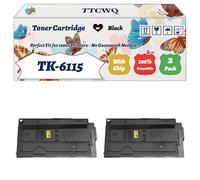Compatible for Kyocera TK-6115 Toner Cartridge Work for Kyocera ECOSYS M4125idn ECOSYS M4132idn Printers, with Chip, High Yield 15000 Pages, High-Definition Printing (2-Pack Black)