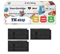 Compatible for Kyocera TK-6115 Toner Cartridge Work for Kyocera EcoSys M4125idn M4125dn M4132idn Printers, with Chip, High Yield 25000 Pages, High-Definition Printing (3 Pack Black)