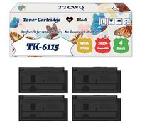 Compatible for Kyocera TK-6115 Toner Cartridge Work for Kyocera EcoSys M4125idn M4125dn M4132idn Printers, with Chip, High Yield 25000 Pages, High-Definition Printing (4 Pack Black)