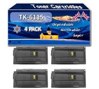 Compatible for Kyocera TK-6115 Toner Cartridges, Work for Kyocera ECOSYS M 4100 Series M 4125 idn M 4125 idn Plus M 4125 idt M 4132 idn M 4132 idn Plus M 4132 Printers (4 Pack Black)