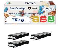 Compatible for Kyocera TK-675 Toner Cartridge Work for Kyocera KM-2540 KM-2560 KM-3040 KM-3060 Printers, with Chip, High Yield 30000 Pages, High-Definition Printing (3 Pack Black)