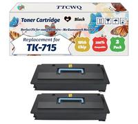 Compatible for Kyocera TK-715 Toner Cartridge Work for Kyocera KM-3050 KM-4050 KM-5050 Printers, with Chip, High Yield 34000 Pages, High-Definition Printing (2-Pack Black)