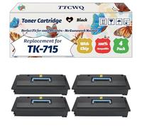 Compatible for Kyocera TK-715 Toner Cartridge Work for Kyocera KM-3050 KM-4050 KM-5050 Printers, with Chip, High Yield 34000 Pages, High-Definition Printing (4 Pack Black)