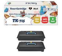 Compatible for Kyocera TK-715 Toner Cartridge Work for Kyocera KM-3050 KM-4050 KM-5050 Printers, with Chip, High Yield 44000 Pages, High-Definition Printing (2-Pack Black)