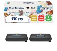 Compatible for Kyocera TK-715 Toner Cartridge Work for Kyocera KM-3050 KM-4050 KM-5050 Printers, with Chip, High Yield 44000 Pages, High-Definition Printing (2-Pack Black)